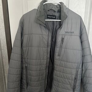 Marmot Men's Charcoal Puffer Jacket medium light gray